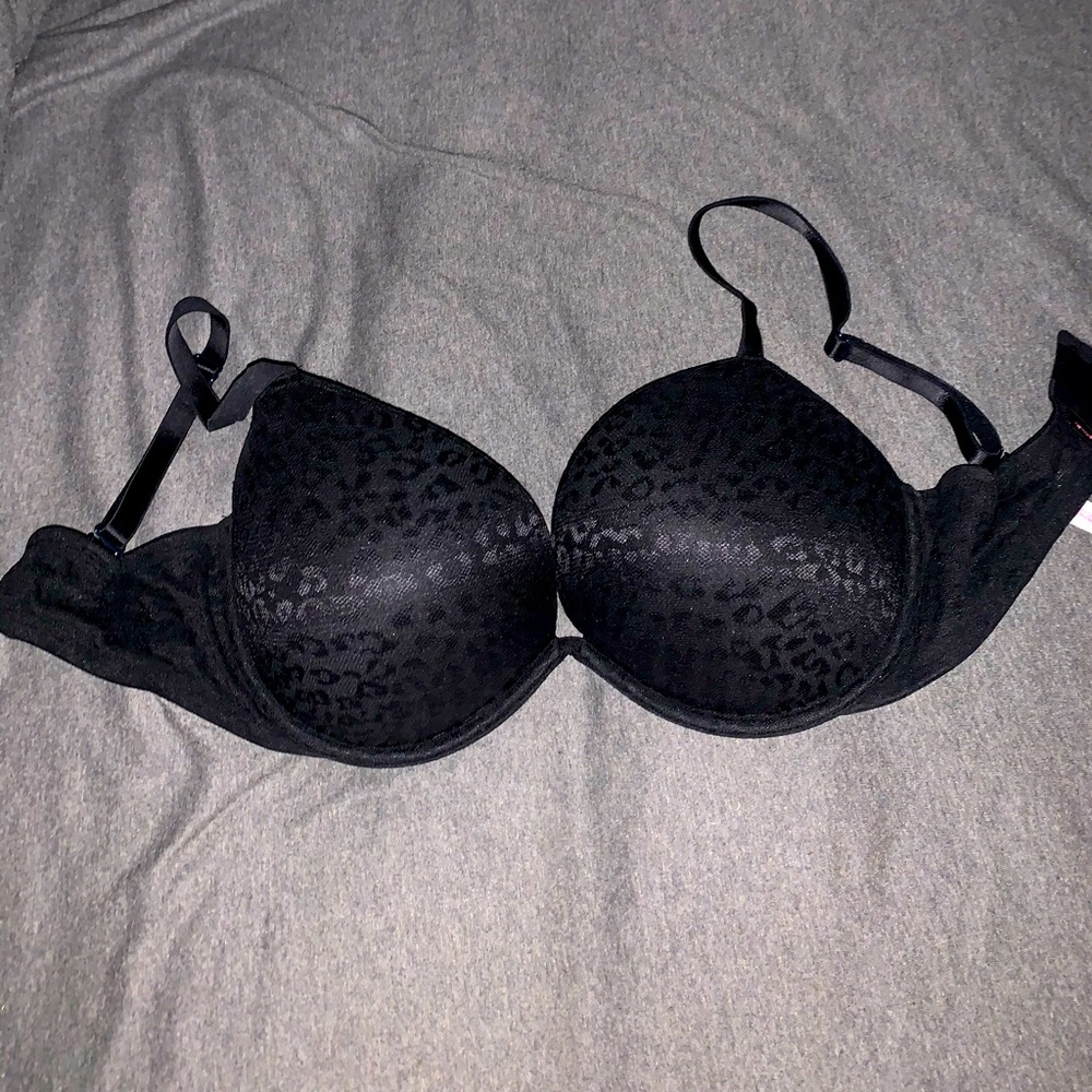 Pink by Victoria secret black lace push up bra